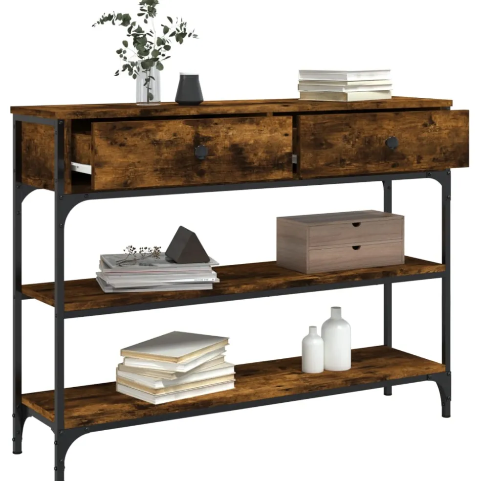 vidaXL Wandtafel 100x25x75 cm bewerkt hout gerookt eikenkleurig