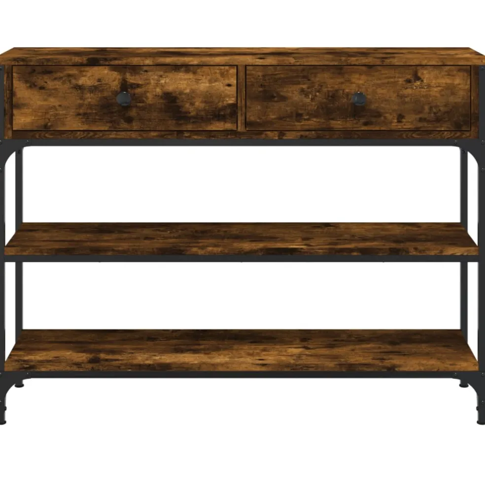 vidaXL Wandtafel 100x25x75 cm bewerkt hout gerookt eikenkleurig