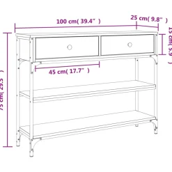 vidaXL Wandtafel 100x25x75 cm bewerkt hout gerookt eikenkleurig