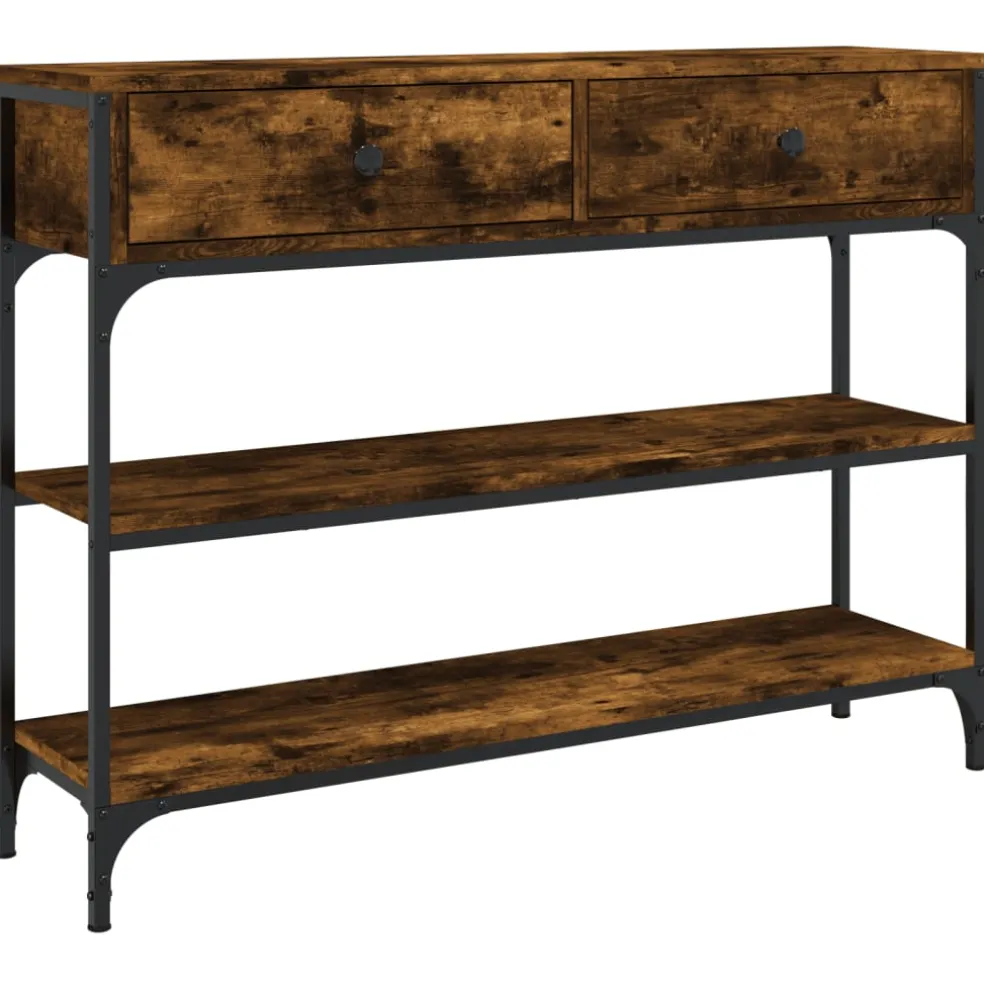 vidaXL Wandtafel 100x25x75 cm bewerkt hout gerookt eikenkleurig