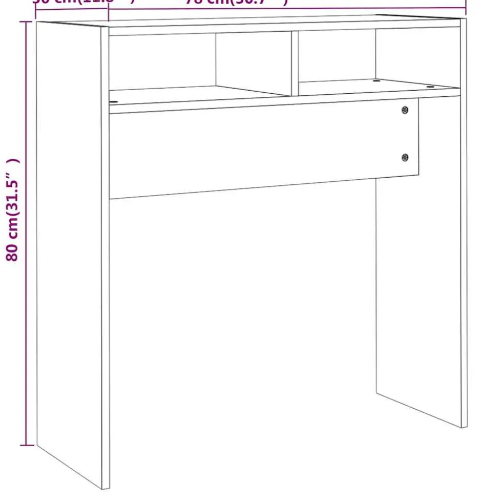 vidaXL Wandtafel 78x30x80 cm bewerkt hout gerookt eikenkleurig