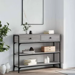 vidaXL Wandtafel 100x25x75 cm bewerkt hout grijs sonoma eikenkleurig