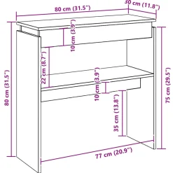 vidaXL Wandtafel 80x30x80 cm bewerkt hout zwart