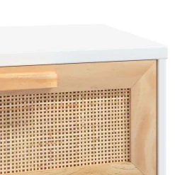vidaXL Wandtafel 80x30x75 cm massief grenenhout en natuurlijk rattan