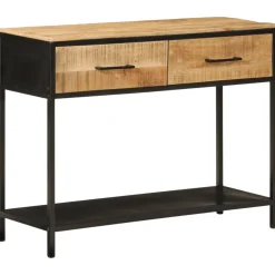 vidaXL Wandtafel 100x35x76 cm massief mangohout en ijzer