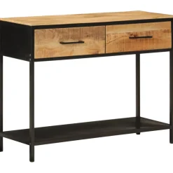 vidaXL Wandtafel 100x35x76 cm massief mangohout en ijzer