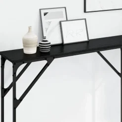 vidaXL Wandtafel Zwart eiken 180 x 23 x 75 cm Gelaagd hout en metaal