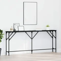 vidaXL Wandtafel Zwart eiken 180 x 23 x 75 cm Gelaagd hout en metaal