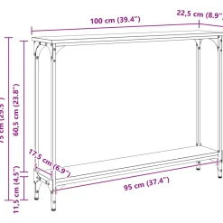 vidaXL Wandtafel Zwart Eiken 100 x 22,5 x 75 cm Bewerkt hout