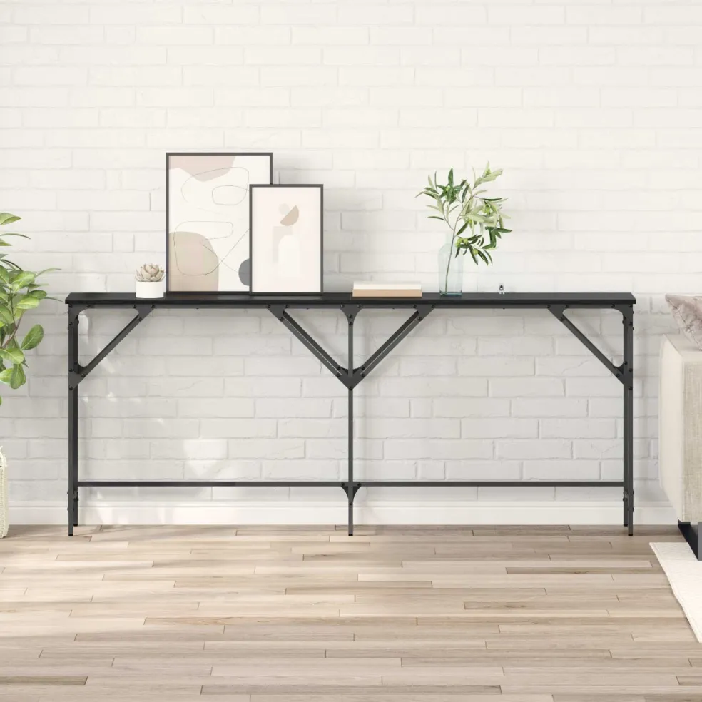 vidaXL Wandtafel Zwart Eiken 180 x 30 x 75 cm Bewerkt hout