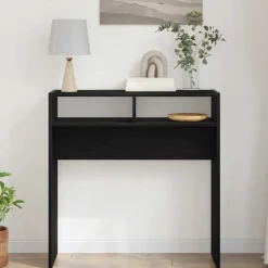 vidaXL Wandtafel Zwart Eiken 78 x 30 x 80 cm Bewerkt hout