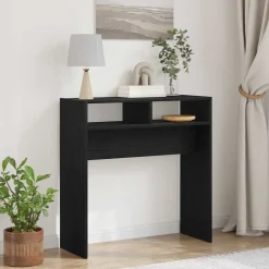 vidaXL Wandtafel Zwart Eiken 78 x 30 x 80 cm Bewerkt hout