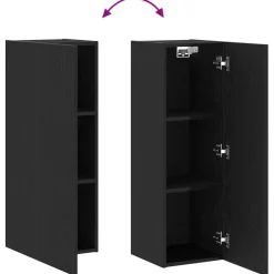 vidaXL Wand TV Kast 30,5 x 30 x 90 cm Zwart Eiken Bewerkt hout