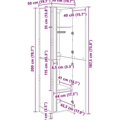 vidaXL Warderobe Ambachtelijk eiken 50 x 50 x 200 cm Bewerkt hout