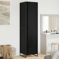 vidaXL Warderobe Zwart Eiken 50 x 50 x 200 cm Bewerkt hout
