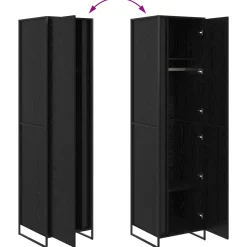 vidaXL Warderobe Zwart Eiken 50 x 50 x 200 cm Bewerkt hout