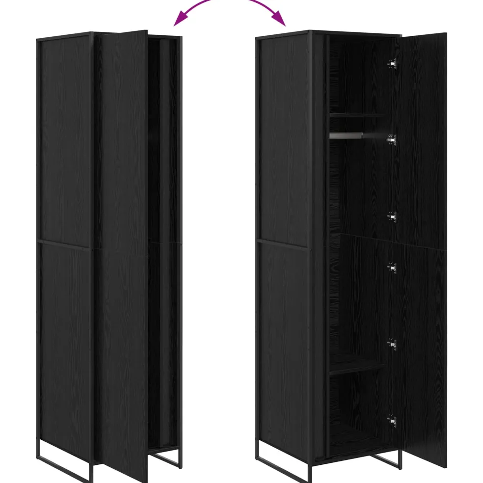 vidaXL Warderobe Zwart Eiken 50 x 50 x 200 cm Bewerkt hout