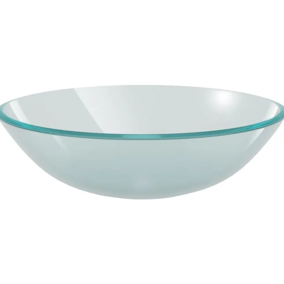vidaXL Wasbak gehard glas 42 cm matglas