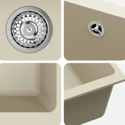 vidaXL Wasbak 80% Kwarts en 20% Hars 370 x 460 mm Beige