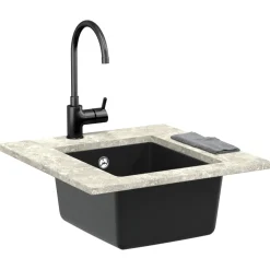 vidaXL Wasbak 80% Kwarts en 20% Hars 370 x 460 mm Zwart
