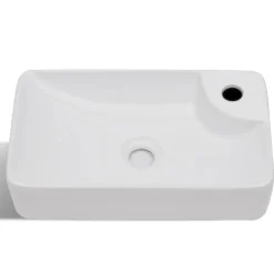 vidaXL Wasbak met kraangat, keramiek, wit