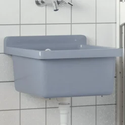 vidaXL Wasbak wandgemonteerd 40x40x24 cm hars grijs