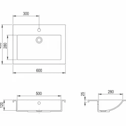 vidaXL Wasbak 600x450x120 mm graniet wit