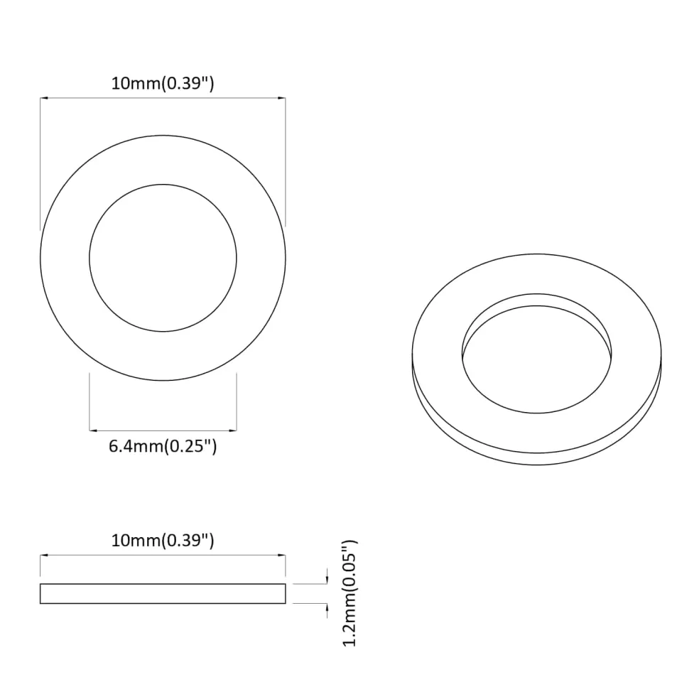 vidaXL Washers 2 st Zilver 10 x 10 x 1,2 mm Staal