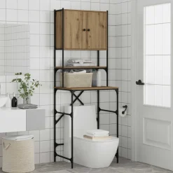 vidaXL Wasmachinekast Artisanaal eiken 68 x 48,5 x 194 cm Bewerkt hout