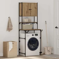 vidaXL Wasmachinekast Artisanaal eiken 68 x 48,5 x 194 cm Bewerkt hout