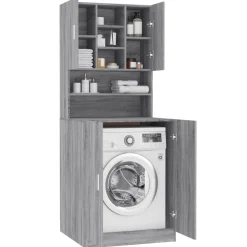 vidaXL Wasmachinekast bewekrt hout grijs sonoma eikenkleurig