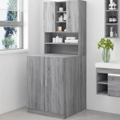 vidaXL Wasmachinekast bewekrt hout grijs sonoma eikenkleurig