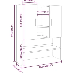 vidaXL Wasmachinekast bewerkt hout gerookt eikenkleurig