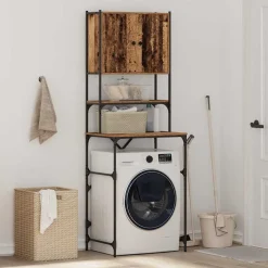 vidaXL Wasmachinekast Oud hout 68 x 48,5 x 194 cm Bewerkt hout