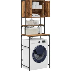 vidaXL Wasmachinekast Oud hout 68 x 48,5 x 194 cm Bewerkt hout