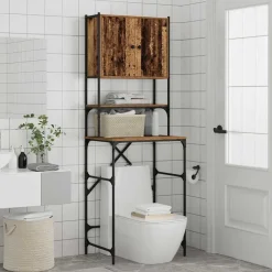 vidaXL Wasmachinekast Oud hout 68 x 48,5 x 194 cm Bewerkt hout