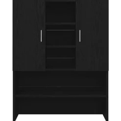 vidaXL Wasmachinekast 2 st Zwart eiken 70,5 x 71,5 x 181,5 cm