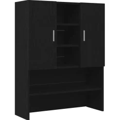 vidaXL Wasmachinekast 2 st Zwart eiken 70,5 x 71,5 x 181,5 cm