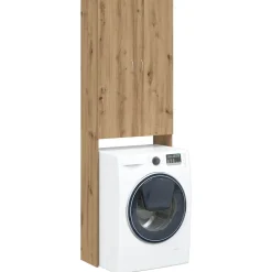 vidaXL Wasmachinekast 64x25,5x190 cm artisanaal eikenkleur