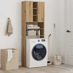 vidaXL Wasmachinekast 64x25,5x190 cm artisanaal eikenkleur