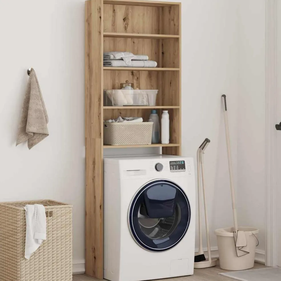 vidaXL Wasmachinekast 64x24x190 cm artisanaal eikenkleur