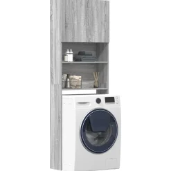 vidaXL Wasmachinekast 64x24x190 cm bewerkt hout grijs sonoma eikenkl