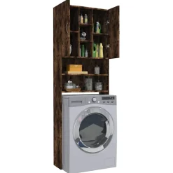 vidaXL Wasmachinekast 64x25,5x190 cm gerookt eikenkleurig
