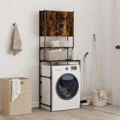 vidaXL Wasmachinekast 68x48,5x194 cm gerookt eikenkleurig