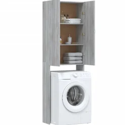vidaXL Wasmachinekast 64x25,5x190 cm grijs sonoma eikenkleurig