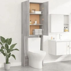 vidaXL Wasmachinekast 64x25,5x190 cm grijs sonoma eikenkleurig