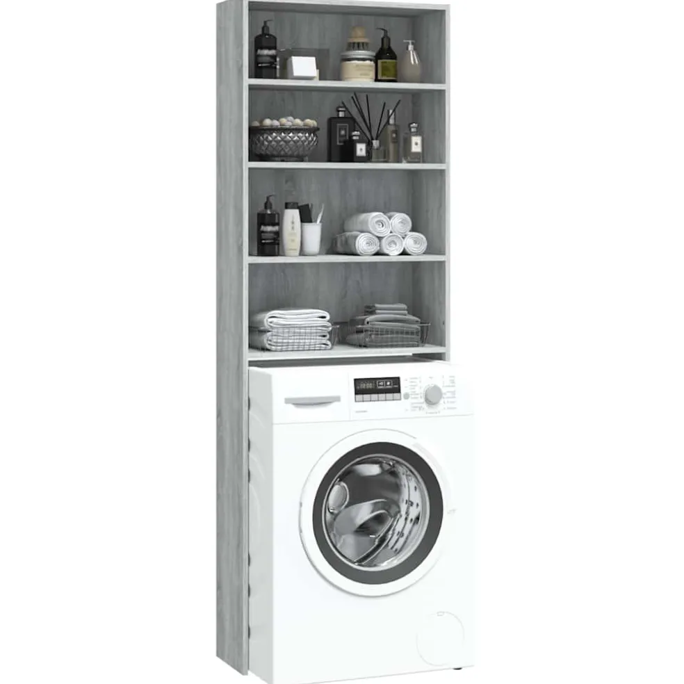 vidaXL Wasmachinekast 64x24x190 cm grijs sonoma eikenkleurig