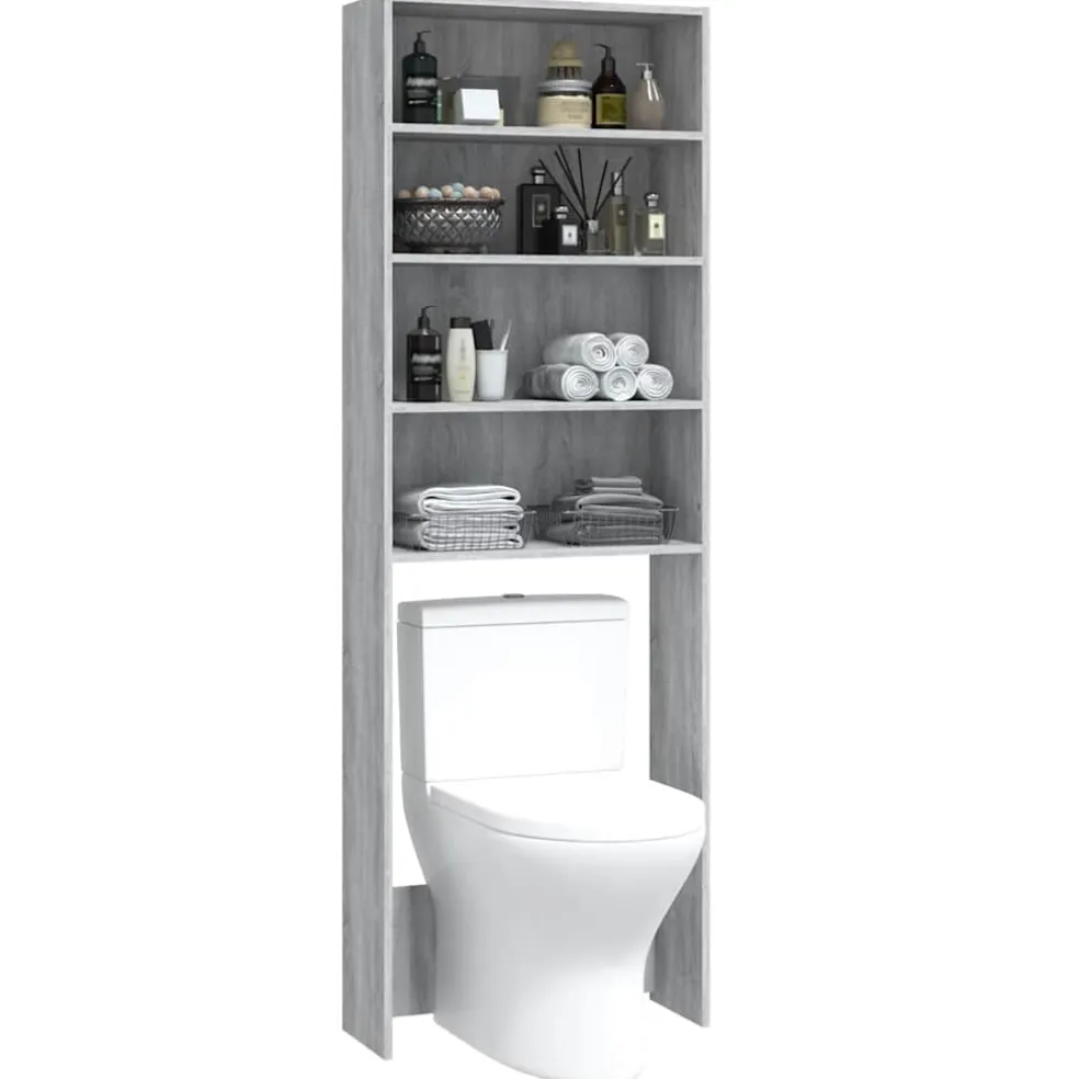 vidaXL Wasmachinekast 64x24x190 cm grijs sonoma eikenkleurig