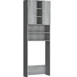 vidaXL Wasmachinekast 64x25,5x190 cm grijs sonoma eikenkleurig