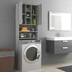 vidaXL Wasmachinekast 64x25,5x190 cm grijs sonoma eikenkleurig